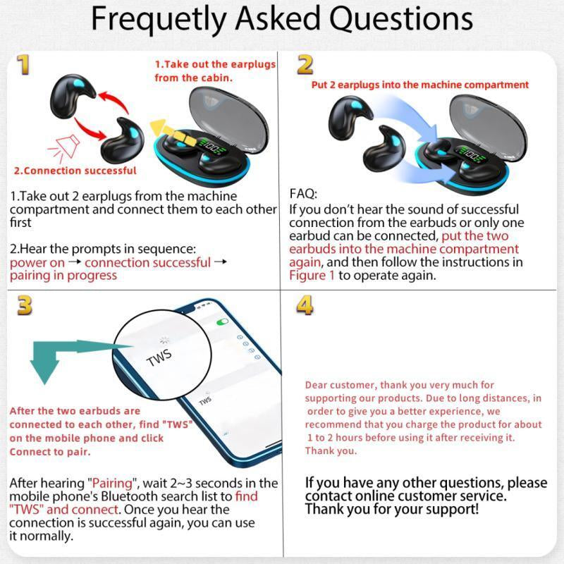 Wireless Headphones, Invisible Bluetooth-Compatible Sleeping Earbuds, Noise Cancelling Headphone for Running, Exercising, Gaming Sports, Electronic Headset Audio, Back to School Gifts, Gifts for Friends, Valentine'S Day Gift